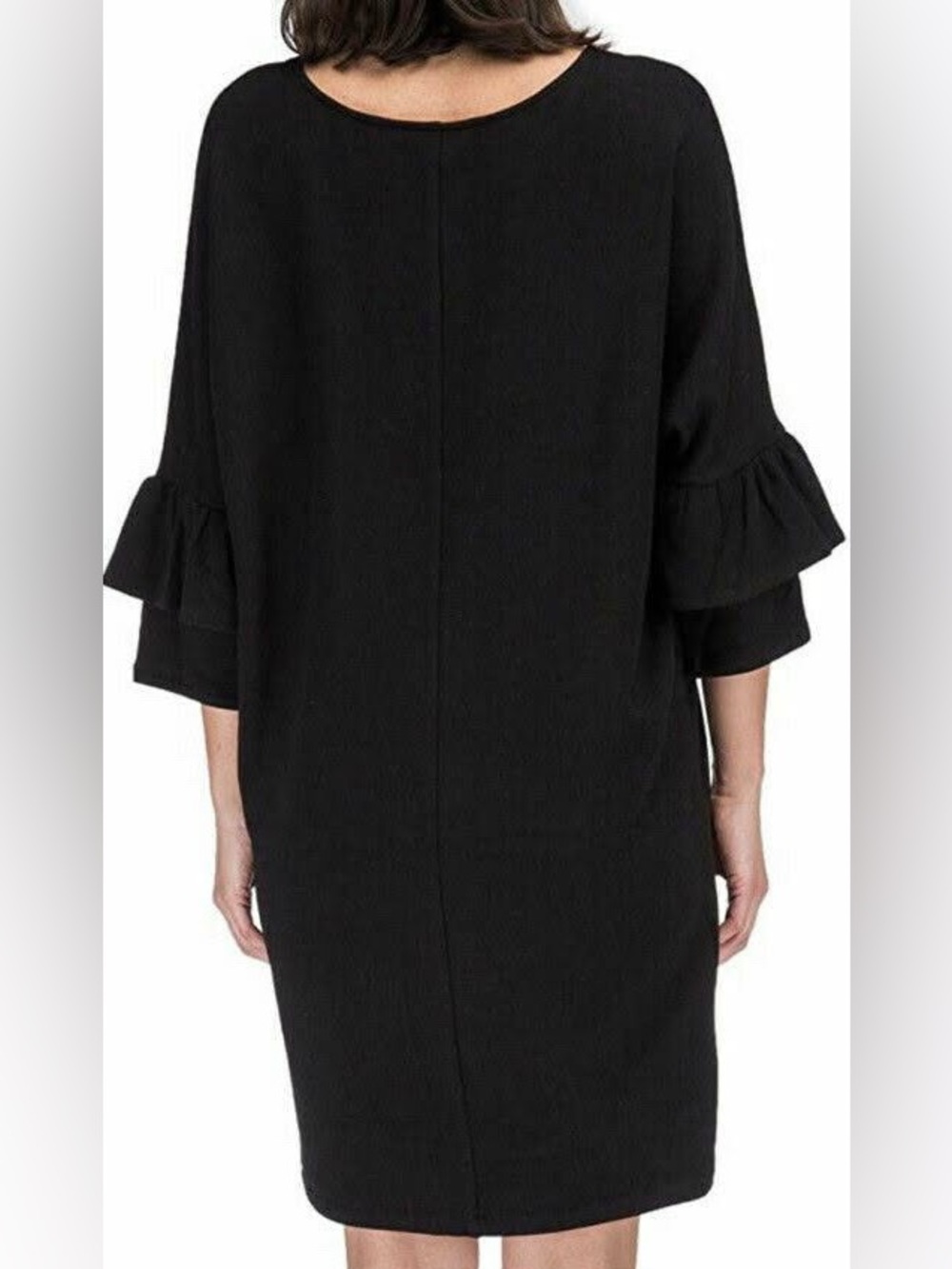 ✨Bobeau Women's Black Scoop Neck Ruffle Sleeve Shirt Dress Size S - Picture 2 of 11